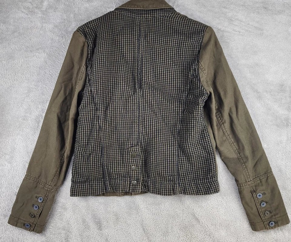Chaqueta Hei Hei para mujer 8 blazer verde oliva panel trasero a cuadros botones de borde crudo Foto 2 de 4