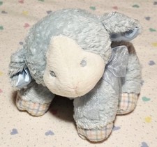 Bambino Lambino First  Main Plush Blue  White Sheep Lamb Rattle Stuffed Animal