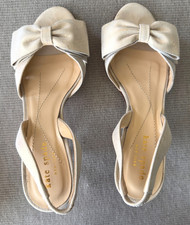 Kate Spade New York Bow Sandals Women 5 Gold Sparkle Glitter Stiletto Heel