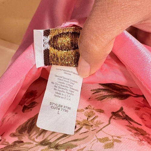 Y2K Satin Maxikleid Hergestellt in den USA Weichrosa Strass Ballkleid Party Cocktail L - Bild 3 von 9