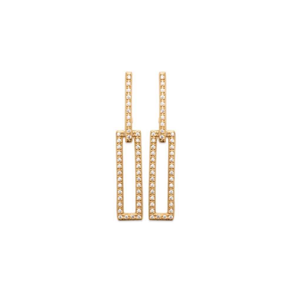 Boucles d'oreilles pendantes rectangle or 18 carats, le cadeau d'anniversaire idéal