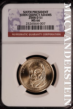 2008-D John Quincy Adams Presidential Dollar - NGC MS 66 - Scarce  #SLK580
