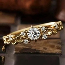 2Ct Round Cut Lab-Created Diamond Women's Engagement Ring 14k Yellow Gold Finish