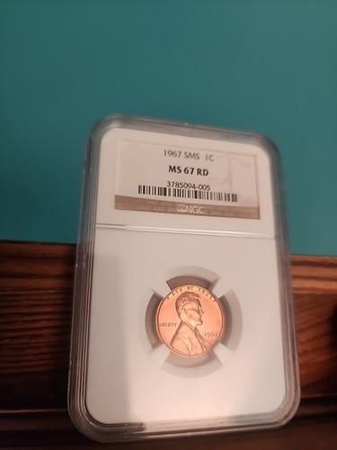 1967 SMS NGC 1C MS67RD LINCOLN MEMORIAL CENT - Picture 3 of 3