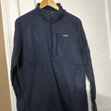 Patagonia Men's Blue 1/4 Zip Fleece Jacket Stand-Up Collar Logo Size XL
