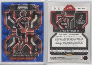 2021-22 Panini Prizm Blue Ice Prizm /125 Greg Brown III #291 Rookie RC