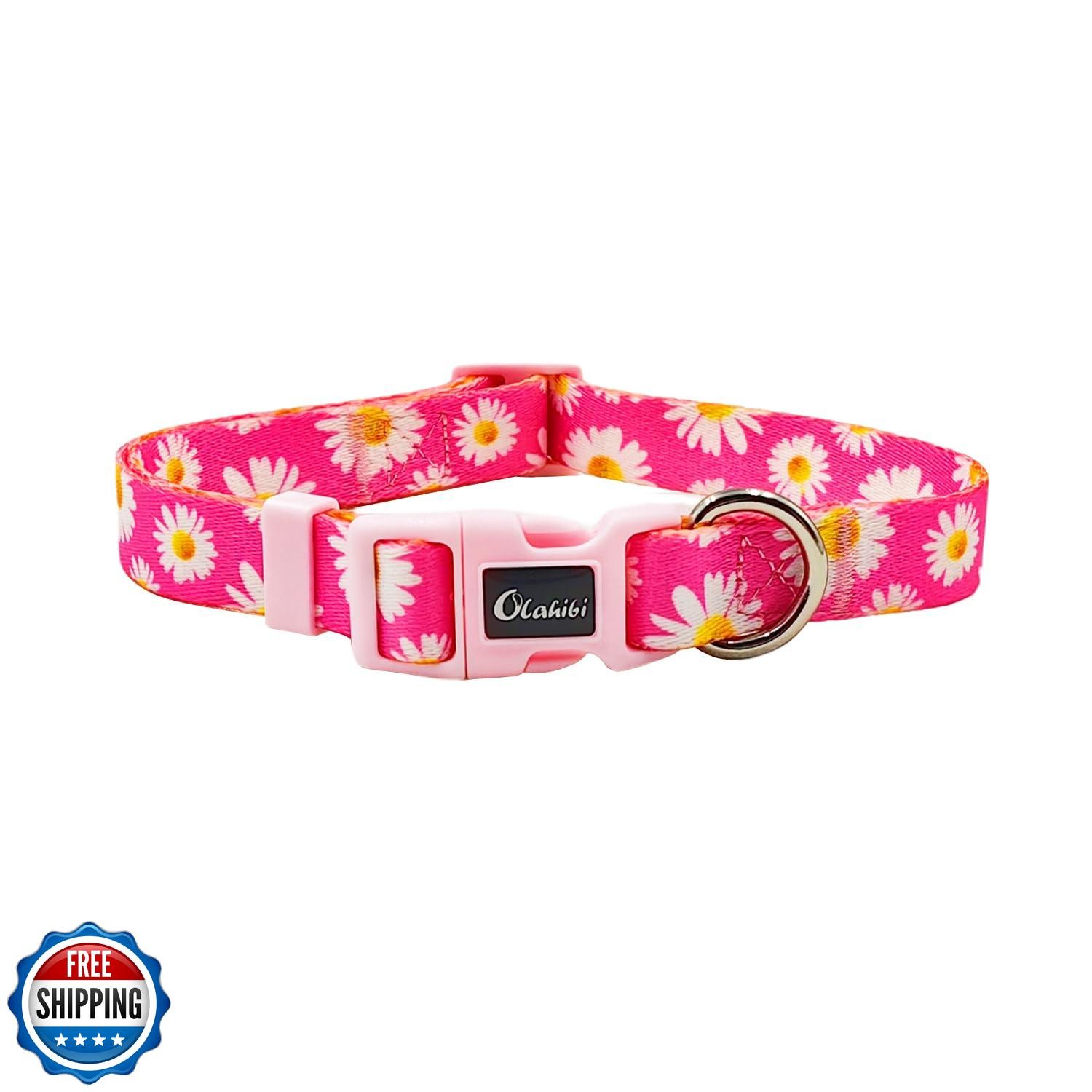 Olahibi Soft Durable Polyester Dog Collar with Daisy Floral Pattern
