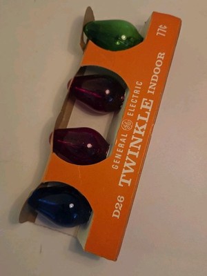Vtg Twinkle GE General Electric Christmas Light Bulbs Indoor  Multi Color New