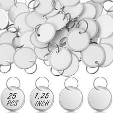 Hotop 500 Pieces 1.25 Inches White Metal Rim Key Tags Bulk Key Tags Paper Round