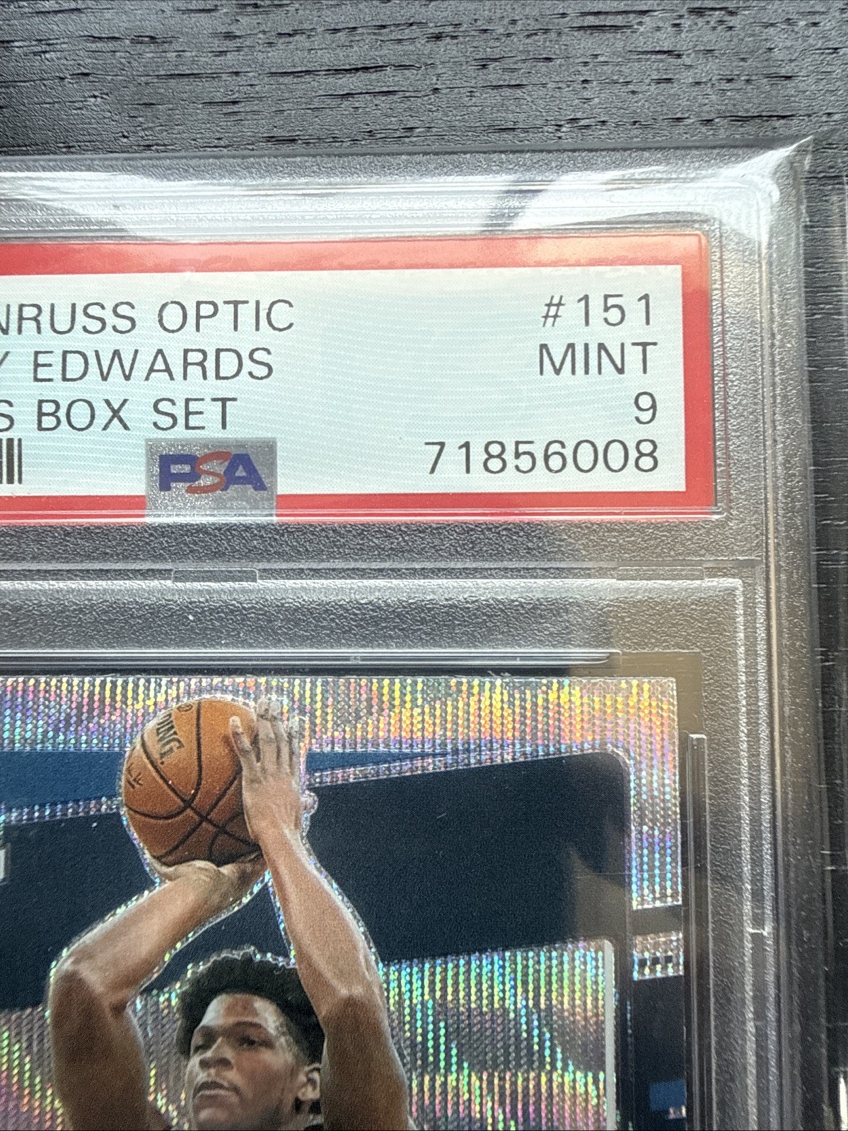 2020-21 Donruss Optic Fanatics Box Set Anthony Edwards Silver Wave Prizm PSA 9 view 2