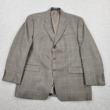 Chaps Ralph Lauren Blazer Mens 46R Silk Wool Houndstooth Suit Jacket Sport Coat