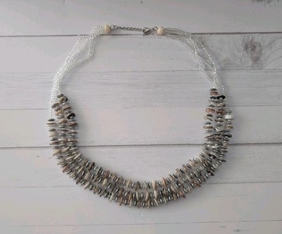 Layered oyster shell Necklace 3 string women's necklace