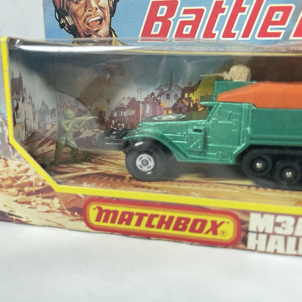 Matchbox Battlekings K-108 M3A1 Half Track, Metallic Green, w/Original Box - Image 4 of 4