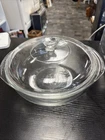 Vtg Pyrex 024 Clear Glass Casserole 2 Qt 8.5" With Lid