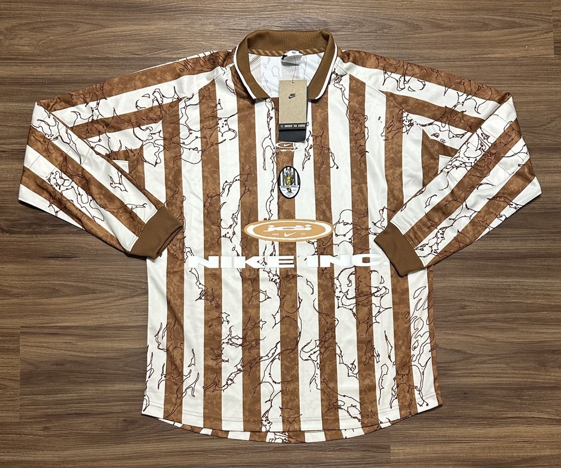 Nike INC Air LS Victory Soccer Jersey Light Brown Striped (IB9007