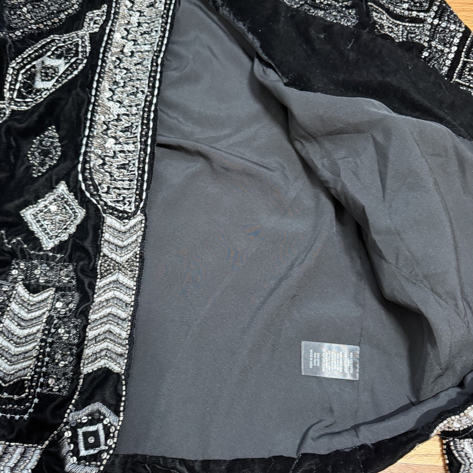 Beaded Velvet Statement Jacket Silver Geometric S… - image 6