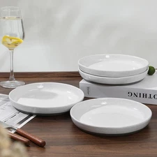 8-Inch Stoneware Dinner Plates - 4 Piece Ceramic Plates for Pasta, Salad, or ...