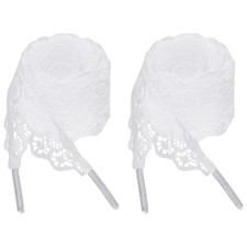 2Pairs Flat Laces Shoelaces, 2.2CM Wide 120CM Length Lacy Shoe Laces, White