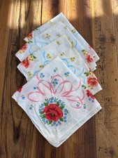 Lot Of 4 Vintage Women  s Floral Handkerchiefs