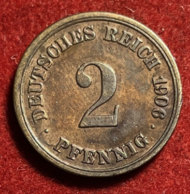 Germany 2 Pfennig 1906 F Copper Coin KM#16 T7341