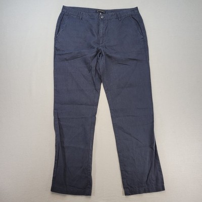 Saks Fifth Avenue Pants Mens 36x31 Blue 100% Linen Straight Leg Lightweight