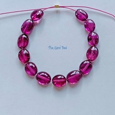 Berry Pink Rhodolite Garnet Smooth Oval Nugget Beads 3 Inch strand