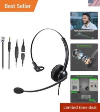 Telephone Headset with Noise Canceling Microphone, Mono Office Call Center He...
