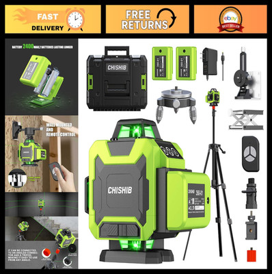 4D Self-Leveling Laser Level with Rotary Base & Accessories for Home Improvement