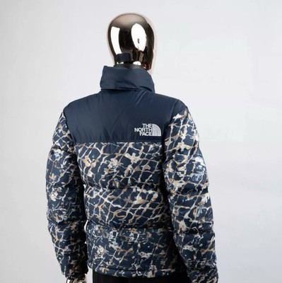 North Face W 96 Retro Nuptse Jacket Navy Blue Multi . Womens Sz