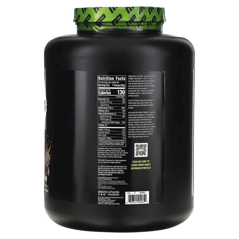 Combat 100% Whey Protein, Cappuccino, 5 lb (2.24 kg) - Image 2 of 2