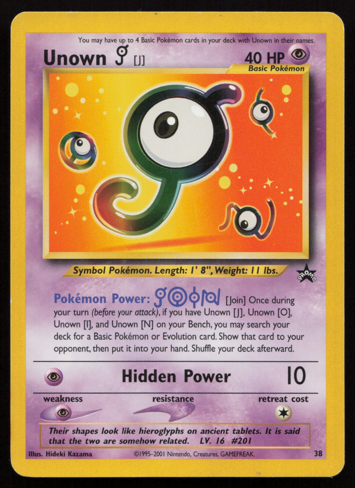 PL! Unown [J] 38/53 Wotc Promo Regular