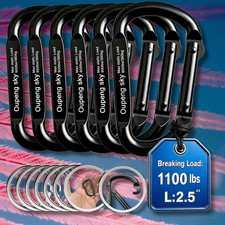 Carabiner Clip - Heavy Duty Carabiners 800lbs-13KN 2922 lbs Black