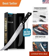 Butcher Knife – 10″ Cimeter Breaking Knife, Razor Sharp Forged High Carbon Ge...