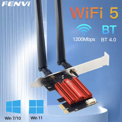 1200 Mbit PCIe PCI-Express WLAN Karte WiFi 2,4/5 GHz Dual-Band Netzwerkkarte PC.