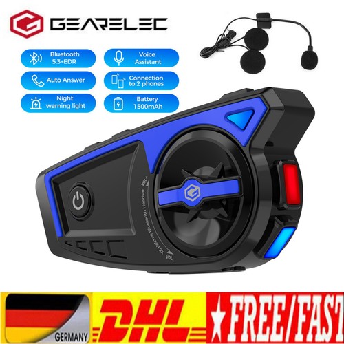 BT 5.3 Motorrad Kopfhörer Helm Bluetooth Headset Mikrofon Freisprecheinrichtung