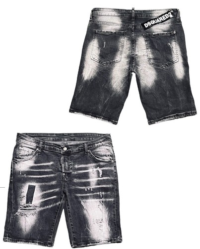 Dsquared2 Distressed Denim Short Men’s IT 56 Black Slim Fit 36” Waist 10” Inseam