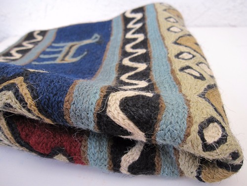 Kashmir Pillow Cushion Cover Wool 16" Crewel Ari Chain Stitch India Geometric    - Picture 10 of 11