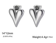 Stainless Steel 3D Heart Stud Earrings 1pair