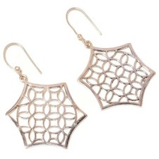 No Stone Geometrical Design Artisan Crafted Filigree Drop Dangle Earrings A2317