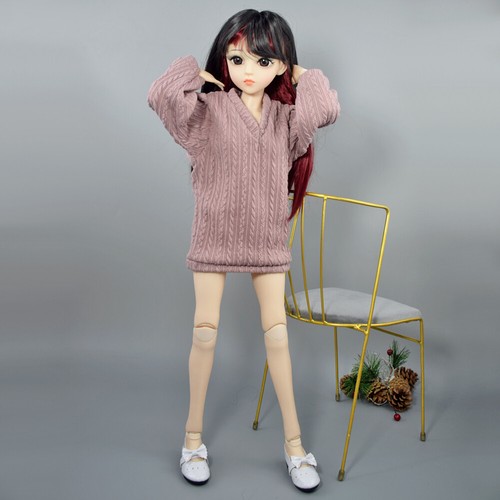 1/3 BJD Doll Black/Wine red Hair with Bangs Wigs 24 inch Girl Doll + Full Outfit - Picture 5 of 19