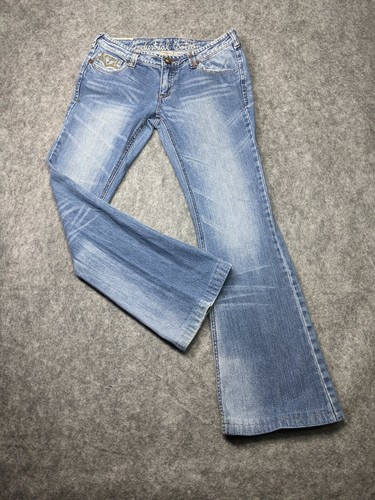 Industrial Cotton Jeans Womens 9 Low Rise Bootcut Blue Denim - Hemmed 32 X 30