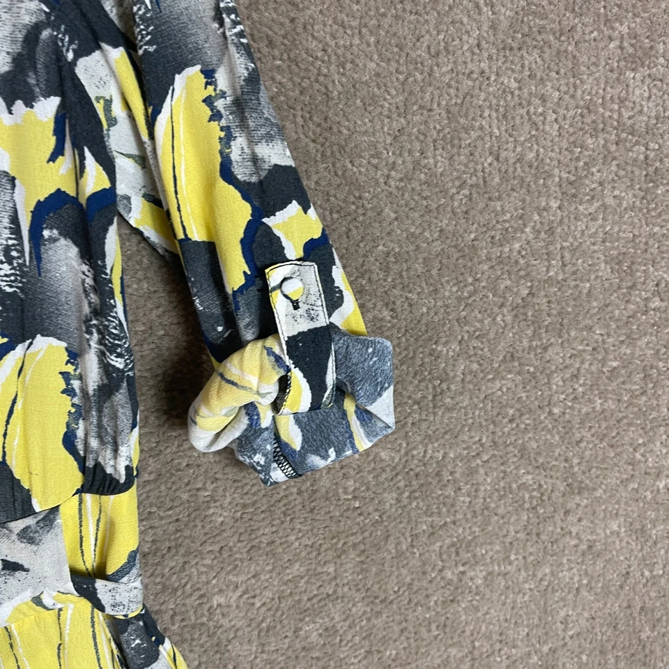 Mameluco Anthro Elevenses Somerset Talla XS Amarillo/Gris Floral Manga Redonda con Cinturón Foto 4 de 4
