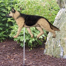 German Shepherd Outdoor Garden Sign Hand Painted Figure Tan w/ Black Saddle
