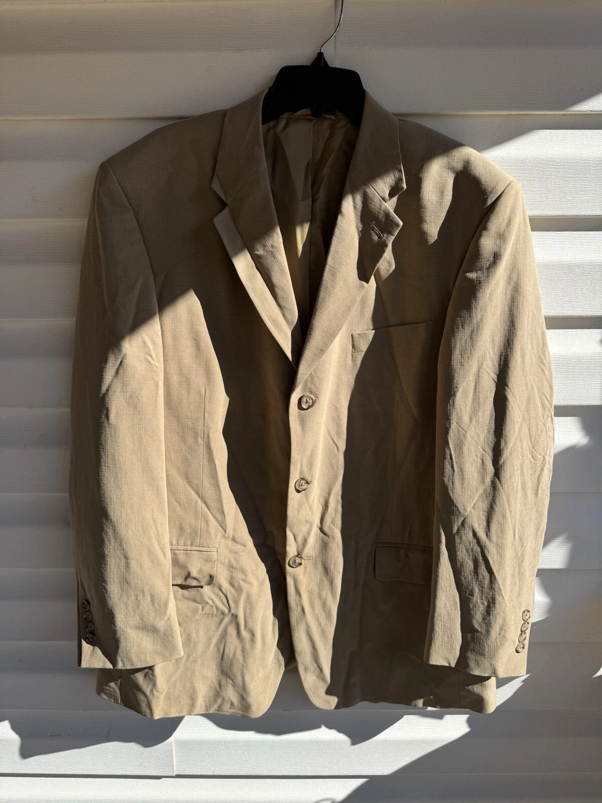 Meeting Street Sport Coat Mens 44 R Blazer Light Khaki Tan 100% Silk