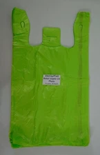 500 Qty. Lime Green Grocery Plastic T-Shirt Bags w/ Handles Supermarket Retail