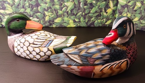 Duck Decoys Vintage PAIR Glass Eyes unknown maker - Picture 12 of 12