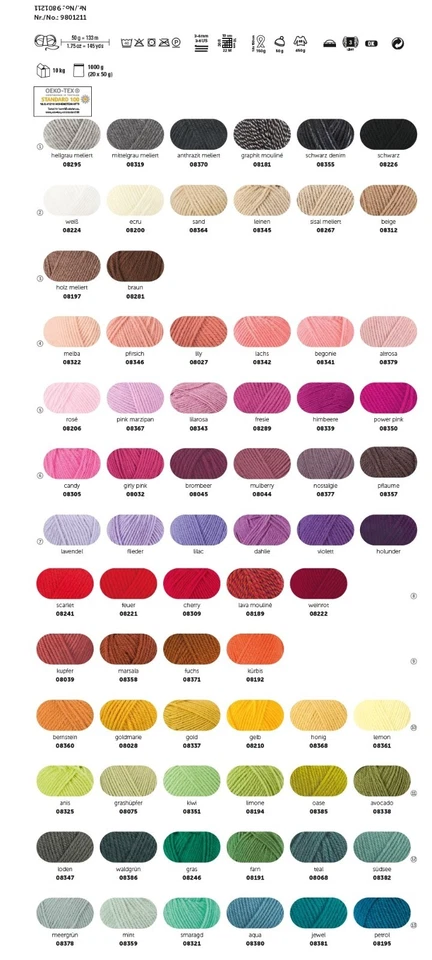 Schachenmayr BRAVO 50g | Polyacryl | Stricken Häkeln Garn Wolle (29,80€/kg) - Bild 2 von 3