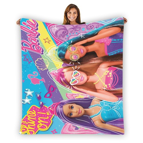 barbie-shine-on-soft-warm-single-side-printing-flannel-fleece-blanket