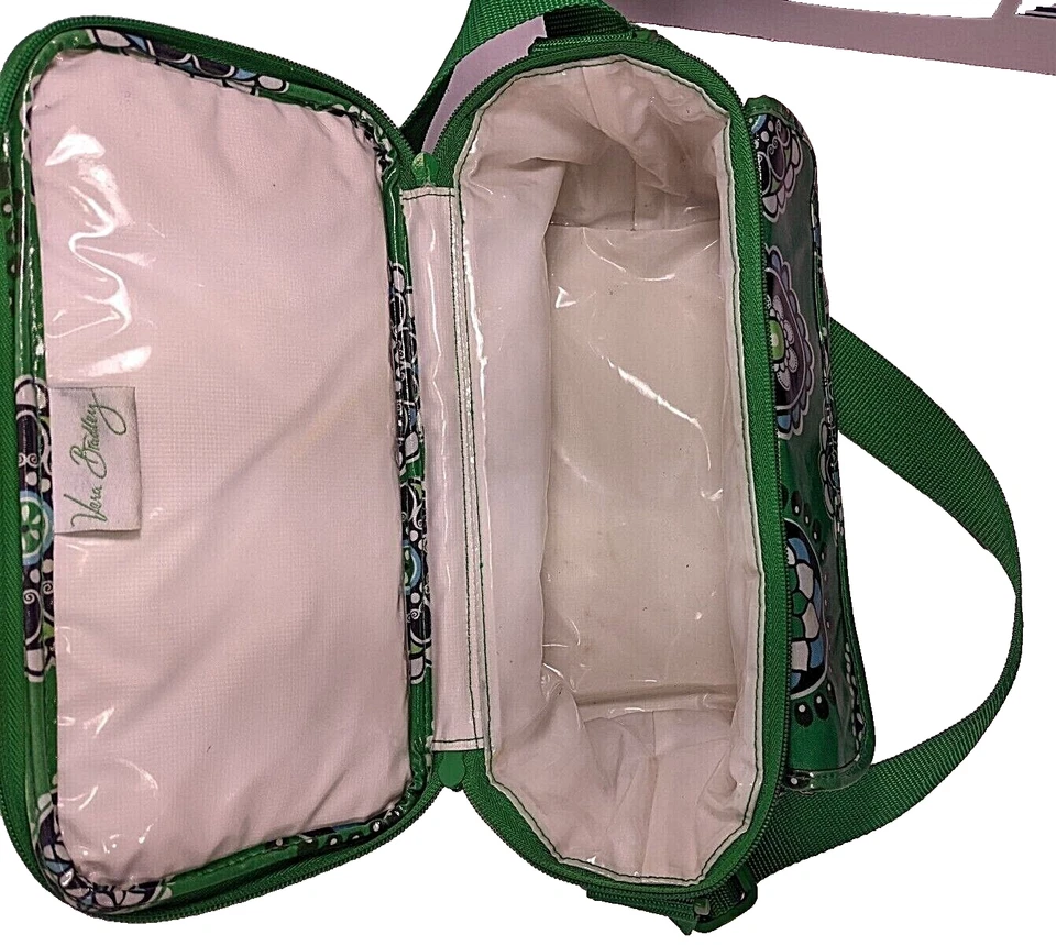 Vera Bradley Lancheira Isolada Bolsa Tote Vinil Alça Ajustável Copo Bolo Verde  - Imagem 4 de 4
