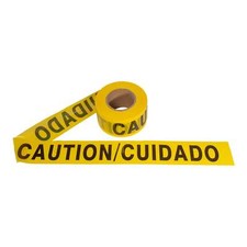 12 ROLLS OF YELLOW, "CAUTION/CUIDADO" HAZARD WARNING BARRICADE TAPE, 3 IN X 1000